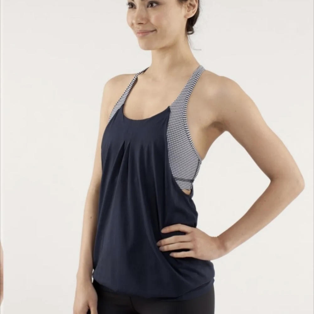 Lululemon Practice Freely Inkwell Tank Built In Bra Work Out Top Blue Size 6